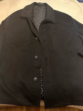 Alfani Black Quilted-Lined Wool Coat